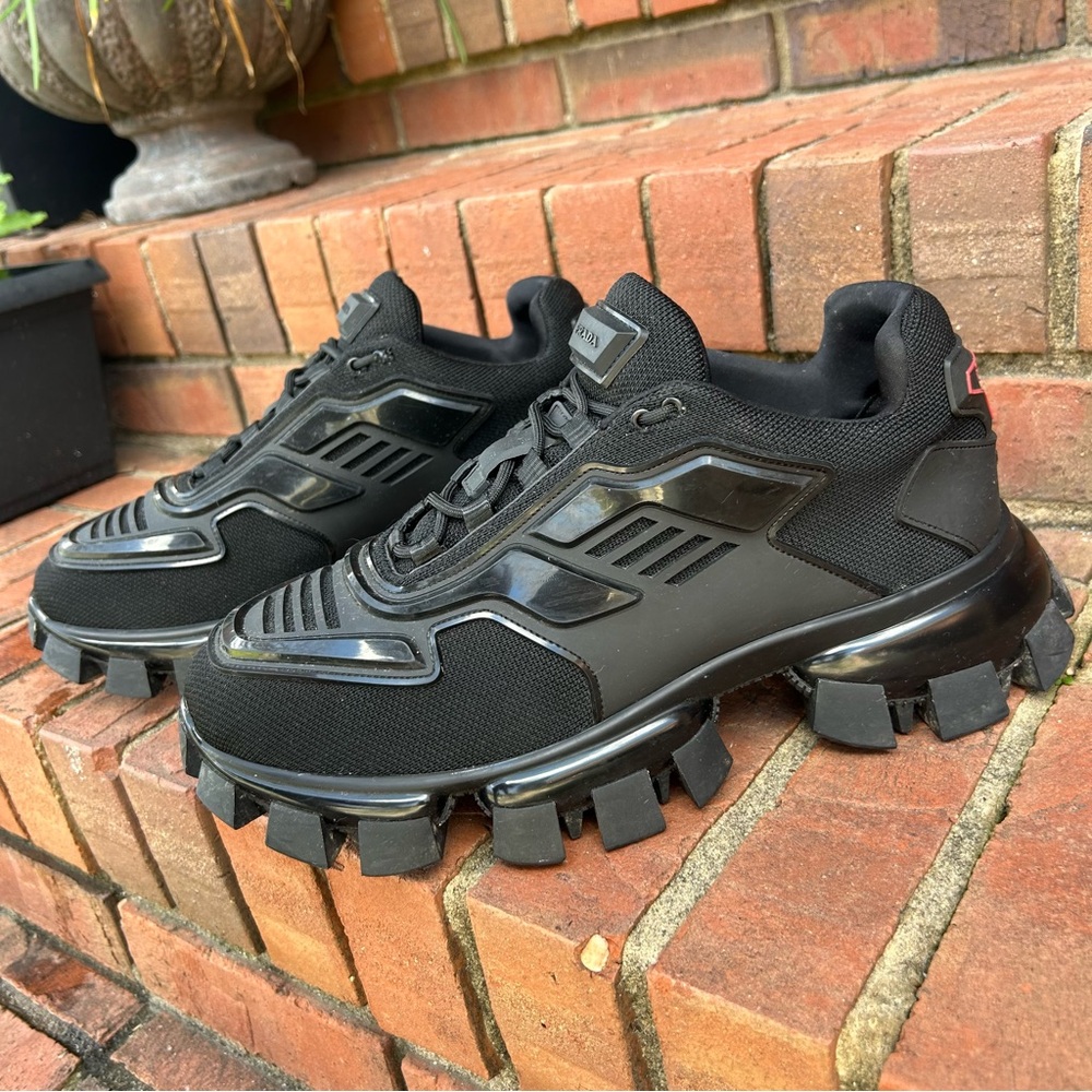 Prada Black Men's Chunky Trail-Style Sneakers - Picture 7 of 13